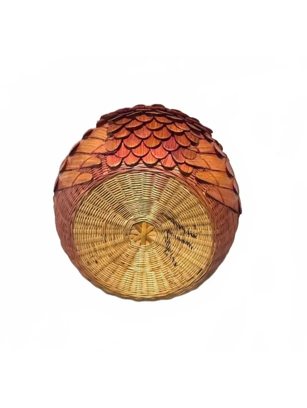 Vintage - Bird Shanghai Handicrafts Wicker Parrot Basket Lid Woven - 8.50